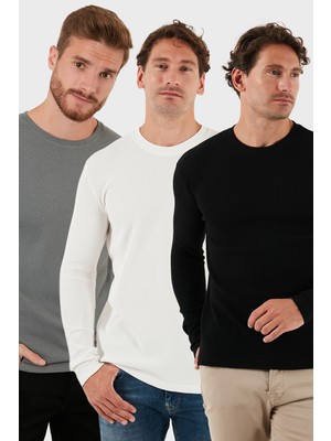 Buratti Pamuklu Bisklet Yaka Normal Kalıp Basic 3'lü Paket Sweat Erkek SWEAT 5905073S3