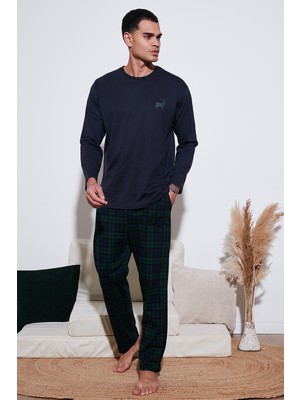 Buratti Pamuklu Regular Fit Bisiklet Yaka Ekoseli Pijama Takımı Erkek Pijama Takımı 6574001