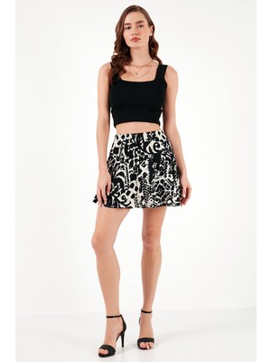 Lela Desenli Slim Fit Mini Şort Etek Bayan Şort Etek 5869020
