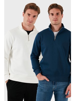 Buratti Pamuklu Regular Fit Dik Yaka 2'li Paket Sweat Erkek Sweat 59052592S2