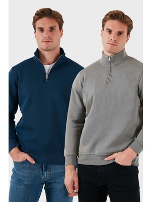 Buratti Pamuklu Regular Fit Dik Yaka 2'li Paket Sweat Erkek Sweat 59052592S2
