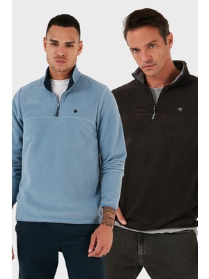 Buratti Slim Fit Anti-Pilling Tüylenme Yapmayan Bato Yaka Şardonlu 2'li Paket Polar Erkek POLAR 5906001S2