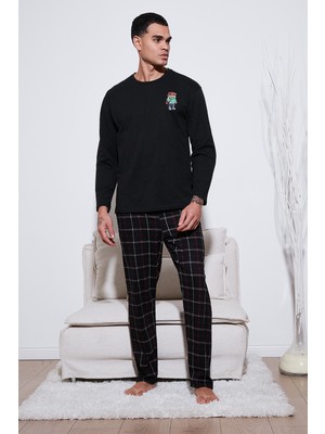 Buratti Ekoseli Regular Fit Yüksek Bel Cepli Bisiklet Yaka Pijama Takımı Erkek Pijama Takımı 6574002