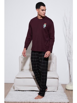 Buratti Ekoseli Regular Fit Yüksek Bel Cepli Bisiklet Yaka Pijama Takımı Erkek Pijama Takımı 6574002