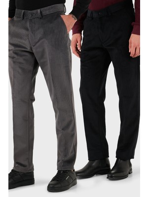 Buratti Normal Bel Regular Fit Düz Paça 2'li Paket Kadife Pantolon Erkek Kadife Pantolon 645MERLINS2