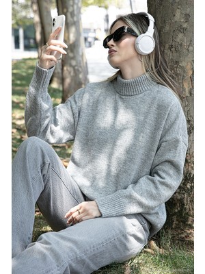 Lela Premium Oversize Fit Balıkçı Yaka Yumuşak Dokulu Triko Kazak Bayan Kazak 680KZ00469