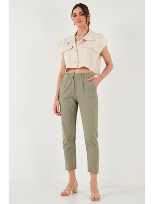 Lela Pamuklu Slim Fit Normal Bel Düz Paça Pantolon Bayan Pantolon 668Y5121