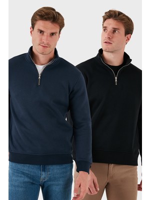 Buratti Pamuklu Regular Fit Dik Yaka 2'li Paket Sweat Erkek Sweat 59052592S2