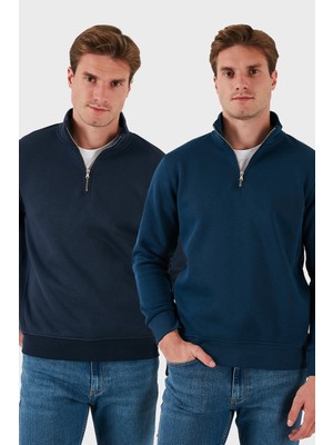 Buratti Pamuklu Regular Fit Dik Yaka 2'li Paket Sweat Erkek Sweat 59052592S2