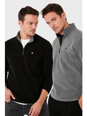 Buratti Slim Fit Anti-Pilling Tüylenme Yapmayan Bato Yaka Şardonlu 2'li Paket Polar Erkek POLAR 5906001S2