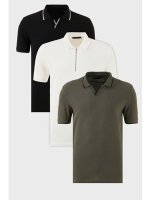Buratti Pamuklu Regular Fit 3'lü Paket Polo Yaka T Shirt Erkek Polo Yaka T Shirt 590296415S3