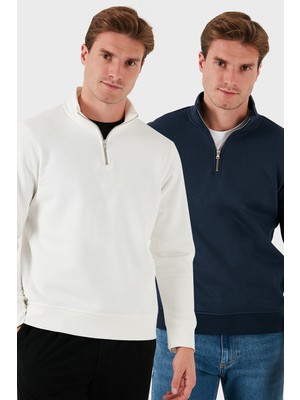 Buratti Pamuklu Regular Fit Dik Yaka 2'li Paket Sweat Erkek Sweat 59052592S2