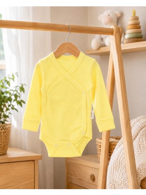 Bebek Star Fitilli Eldivenli Sarı Uzun Kollu %100 Cotton Zıbın