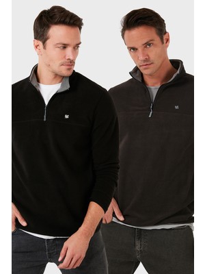 Buratti Slim Fit Anti-Pilling Tüylenme Yapmayan Bato Yaka Şardonlu 2'li Paket Polar Erkek POLAR 5906001S2