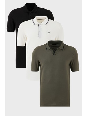 Buratti Pamuklu Regular Fit 3'lü Paket Polo Yaka T Shirt Erkek Polo Yaka T Shirt 59029641827S3