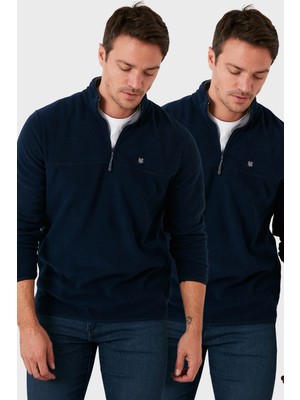 Buratti Slim Fit Anti-Pilling Tüylenme Yapmayan Bato Yaka Şardonlu 2'li Paket Polar Erkek POLAR 5906001S2