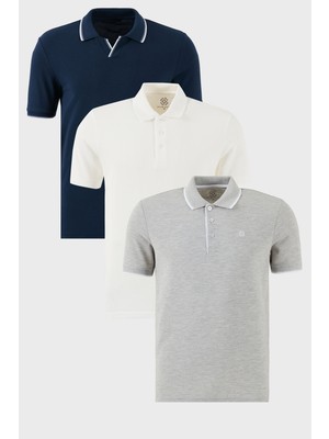 Buratti Pamuklu Regular Fit 3'lü Paket Polo Yaka T Shirt Erkek Polo Yaka T Shirt 59029641827S3