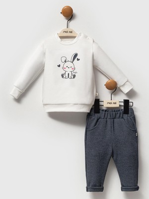 Moi Noi 2li Denim 3-12 Ay Takım - Ekru