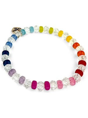 Charm It Clear Rainbow Stretch Bead Bracelet CT08-11