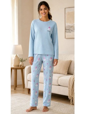 Pemilo Kadın 8811-6 Berlin Uzun Kol Sıfır Yaka Pijama Takım