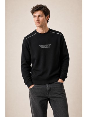 Redline Respect Bisiklet Yaka Regular Fit Kışlık Sweatshirt Siyah