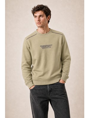 Redline Respect Bisiklet Yaka Regular Fit Kışlık Sweatshirt Bej