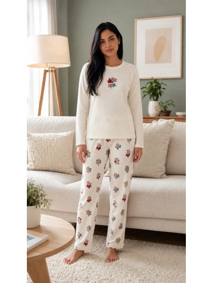 Pemilo Kadın 8811-5 Berlin Uzun Kol Sıfır Yaka Pijama Takım