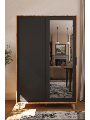 Lignosar Liminal Aynalı Vestiyer – 8 Raflı, Sürgü Kapaklı Portmanto & Askılık, Atlantik Çam / Antrasit
