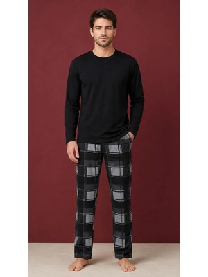 Pemilo Erkek 7119 %100 Pamuk Uzun Kol Pijama Takım