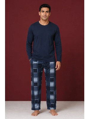 Pemilo Erkek 7119 %100 Pamuk Uzun Kol Pijama Takım