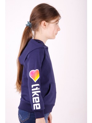 Toontoy Kız Çocuk Like Kalp Baskılı Kanguru Cepli Sweatshirt