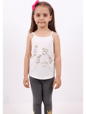 Toontoy Kız Çocuk Kedi Baskılı Atlet