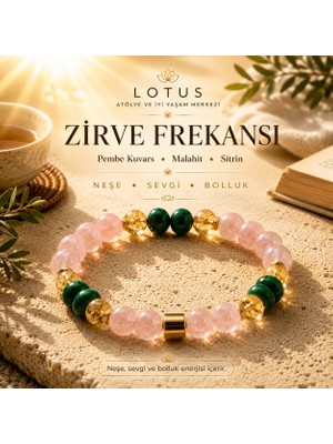 Lotus Atölye ve İyi Yaşam Merkezi Zirve Frekansı Bilekliği – Pembe Kuvars, Malahit & Sitrin Taşlı Bileklik