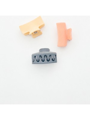 Tupek Store 3'lü Mat Pastel Mandal Saç Tokası Seti 4x2 cm | Sarı, Somon, Füme | Günlük Kullanım Kadın Saç Aksesuarı