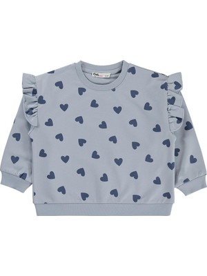 Civil Girls Kalp Desenli 2-5 Yaş Sweatshirt - Mavi