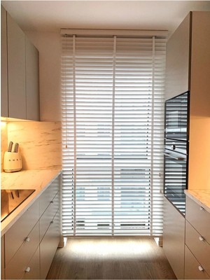 %100 Gerçek Ahşap Jaluzi Perde - 50 mm – Kurdeleli - Beyaz