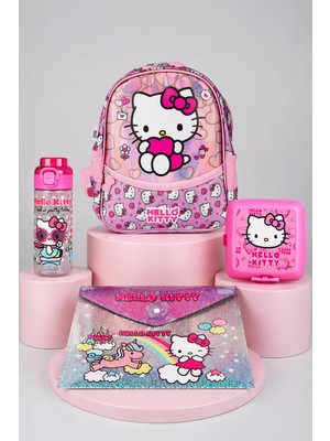 Hello Kitty TEK BÖLMELİ KÜÇÜK BOY 32 CM ANAOKUL ÇANTASI,MATARA,BESLENME KABI,ÇITÇIT DOSYA SETİ