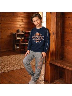Kapitex Kapi Kids Erkek Çocuk Pijama Takımı Uzun Kollu Interlok  - Lacivert 8-9 Yaş