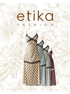 Moda Days Kadın Beyaz Ip Askılı Puantiyeli Dantel Detaylı V Yaka Saten Maxi Slip Elbise