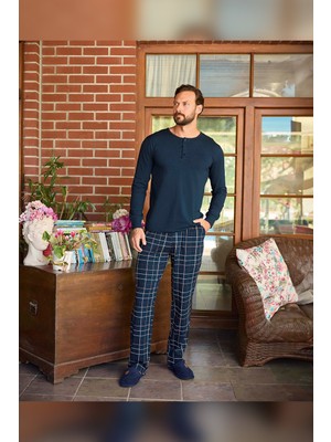 Aydoğan Erkek Civan Patlı Modal Lacivert Pijama Takım 240807