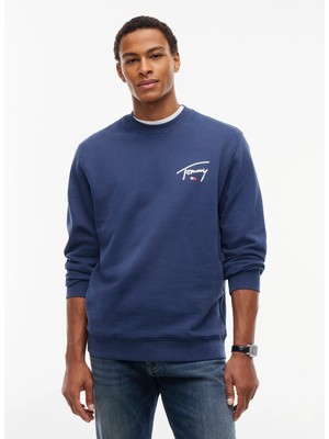 Tommy Jeans Lacivert Erkek Sweatshirt DM0DM23589DB7 Tjm Reg Entry Sıgnat