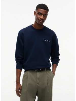 Tommy Jeans Lacivert Erkek Sweatshirt DM0DM20249C1G Tjm Reg Lınear Crew