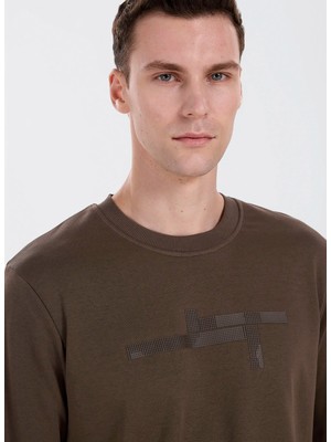Altınyıldız Classics Erkek Kahverengi Bisiklet Yaka Standart Sweatshirt ACE052271082