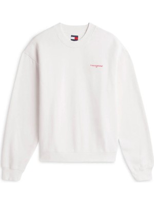 Tommy Jeans Beyaz Kadın Sweatshirt DW0DW23583YBH