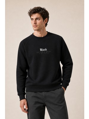 Redline Black Yeni Sezon Erkek Kışlık Regular Fit Sweatshirt Pamuklu Siyah