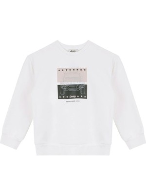 Jeep Ekru Erkek Çocuk Baskılı Sweatshirt J6WB-SWT7728