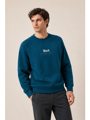 Redline Black Yeni Sezon Erkek Kışlık Regular Fit Sweatshirt Pamuklu Petrol
