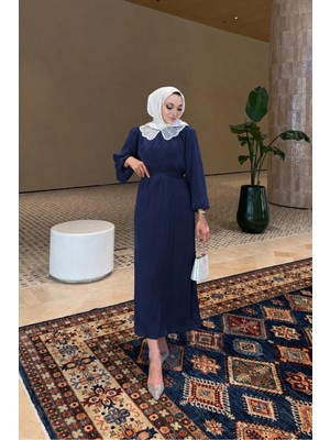 Riella Butik Dantel Yakalı Zarif Tesettür Elbise