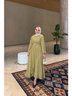 Riella Butik Alara Tensel Kumaş Tesettür Elbise