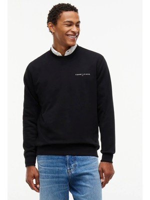 Tommy Jeans Siyah Erkek Sweatshirt DM0DM20249BDS Tjm Reg Lınear Crew
